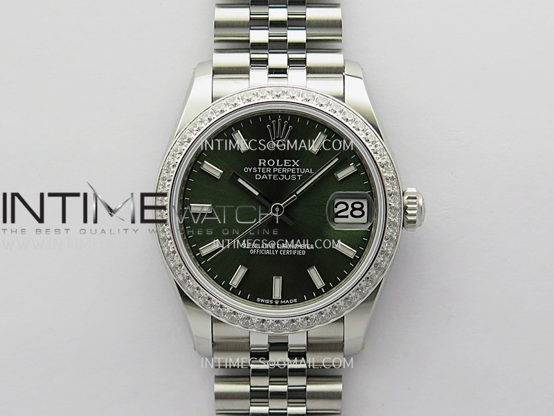 DateJust 31mm 904L SS ONE Factory Best Edition Green Dial Stick Marker On 904L SS Jubilee Bracelet A2236