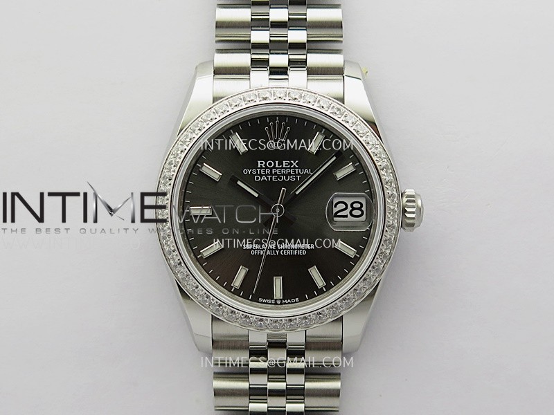 DateJust 31mm 904L SS ONE Factory Best Edition Gray Dial Stick Marker On 904L SS Jubilee Bracelet A2236