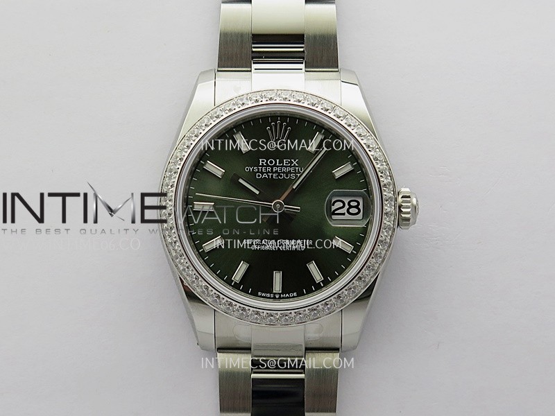 DateJust 31mm 904L SS ONE Factory Best Edition Green Dial Stick Marker On 904L SS Oyster Bracelet A2236