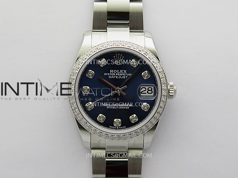 DateJust 31mm 904L SS AR+F Best Edition Blue Dial Diamond Marker On 904L SS Oyster Bracelet A2236