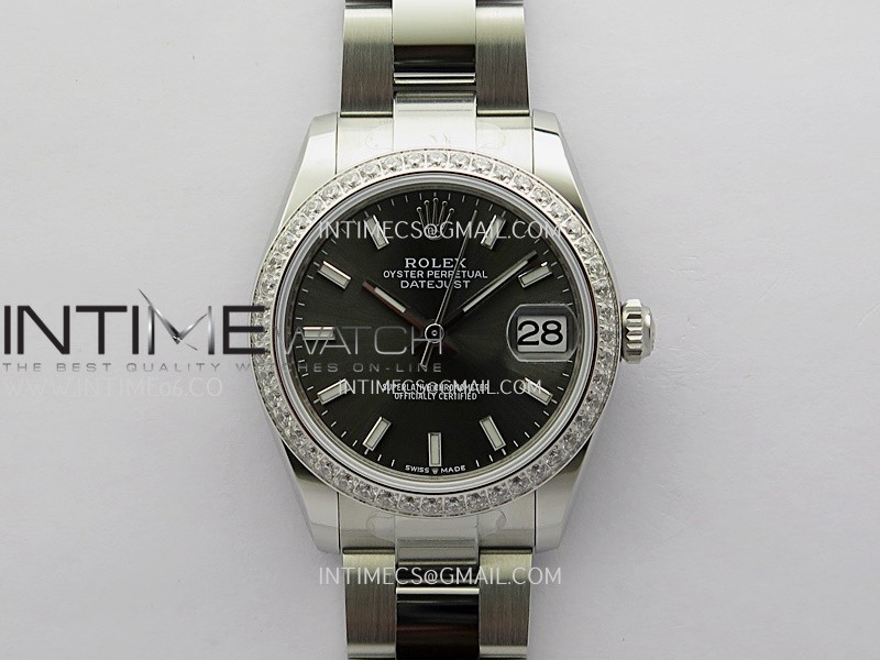 DateJust 31mm 904L SS ONE Factory Best Edition Gray Dial Stick Marker On 904L SS Oyster Bracelet A2236