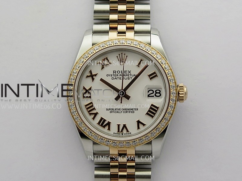 DateJust 31mm 904L SS/RG ONE Factory Best Edition White Dial Roman Marker On 904L/RG SS Jubilee Bracelet A2236