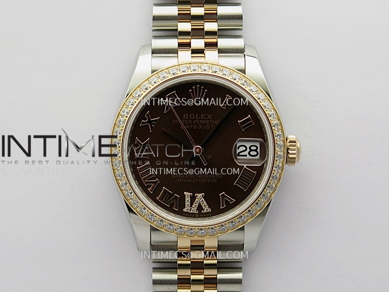 DateJust 31mm 904L SS/RG ONE Factory Best Edition Brown Dial Roman Marker On 904L/RG SS Jubilee Bracelet A2236