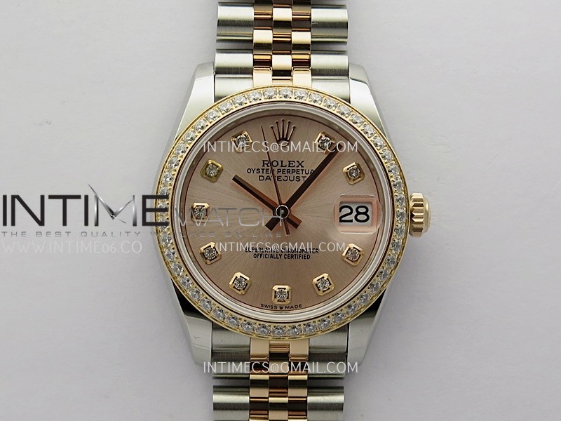 DateJust 31mm 904L SS/RG ONE Factory Best Edition RG Dial Diamond Marker On 904L/RG SS Jubilee Bracelet A2236