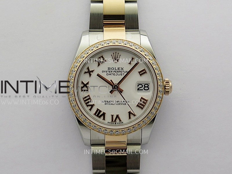 DateJust 31mm 904L SS/RG ONE Factory Best Edition White Dial Roman Marker On 904L SS/RG Oyster Bracelet A2236