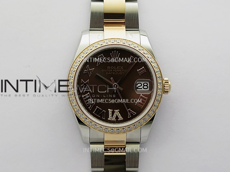 DateJust 31mm 904L SS/RG ONE Factory Best Edition Brown Dial Roman Marker On 904L SS/RG Oyster Bracelet A2236