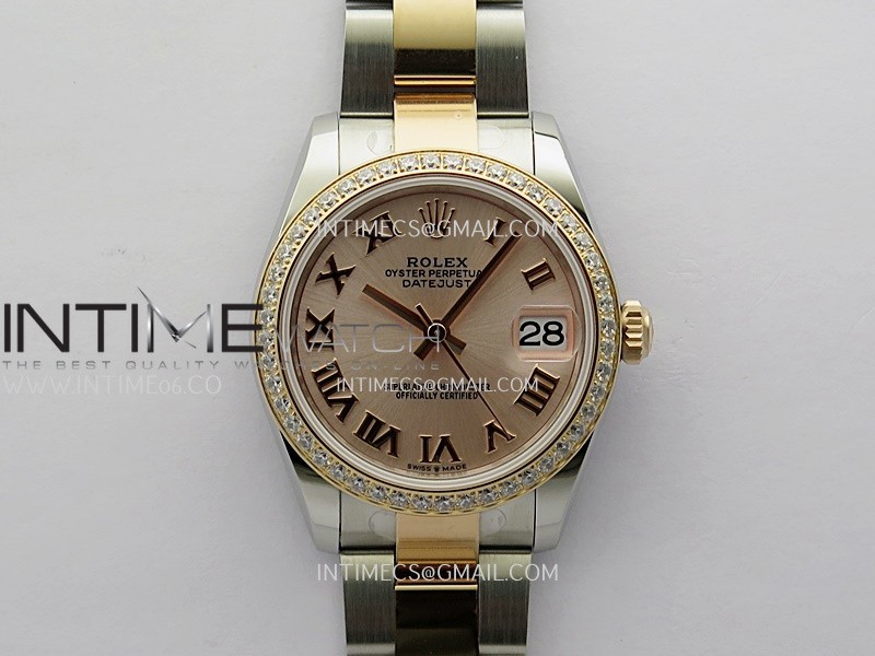 DateJust 31mm 904L SS/RG AR+F Best Edition Pink Dial Roman Marker On 904L SS/RG Oyster Bracelet A2236