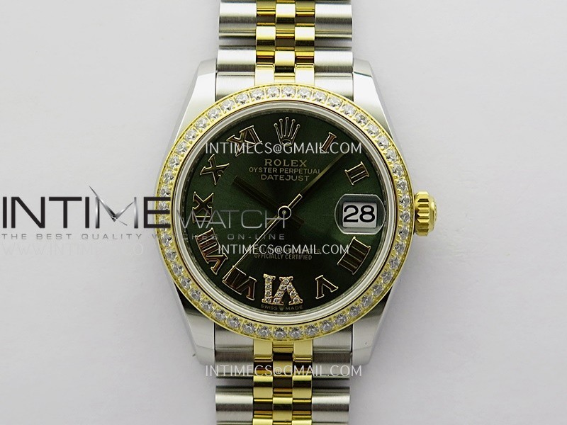 DateJust 31mm 904L SS/YG ONE Factory Best Edition Green Dial Roman Marker On 904L SS/YG Jubilee Bracelet A2236
