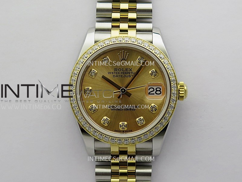 DateJust 31mm 904L SS/YG ONE Factory Best Edition Gold Dial Diamond Marker On 904L SS/YG Jubilee Bracelet A2236