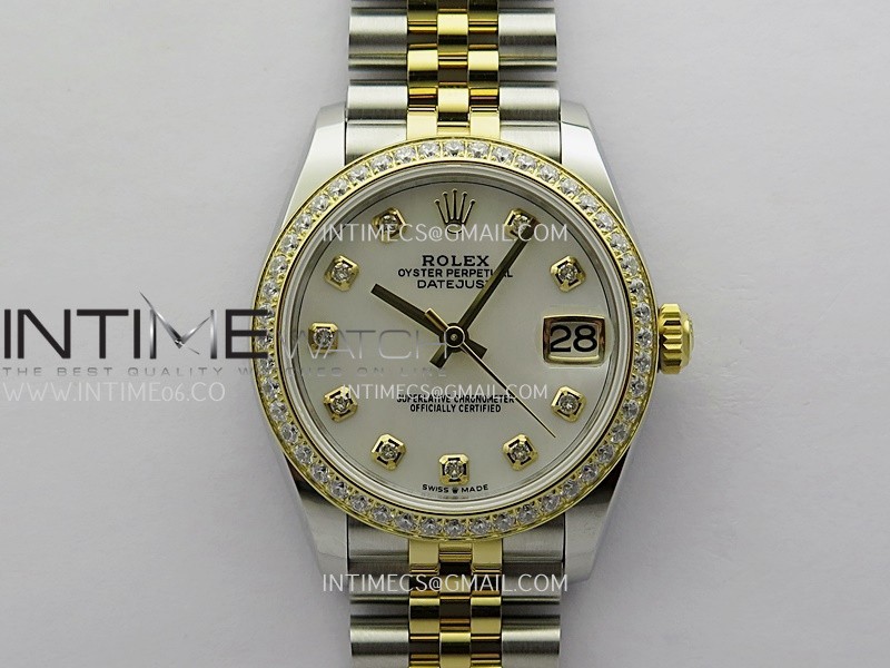 DateJust 31mm 904L SS/YG ONE Factory Best Edition White MOP Dial Diamond Marker On 904L SS/YG Jubilee Bracelet A2236