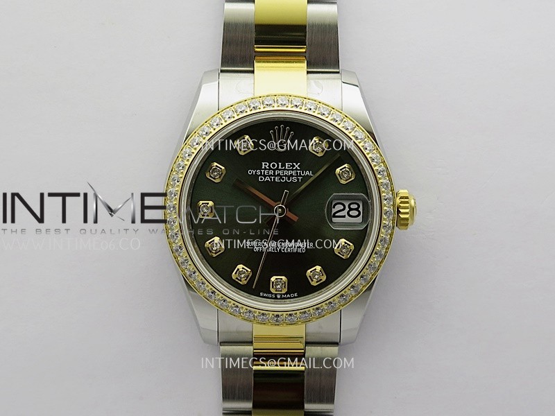 DateJust 31mm 904L SS/YG AR+F Best Edition Green Dial Diamond Marker On 904L SS/YG Oyster Bracelet A2236