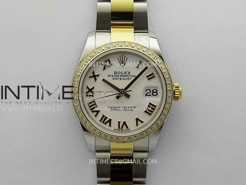 DateJust 31mm 904L SS/YG ONE Factory Best Edition White Dial Roman Marker On 904L SS/YG Oyster Bracelet A2236