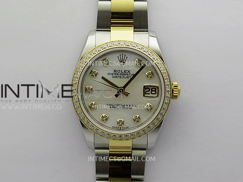 DateJust 31mm 904L SS/YG AR+F Best Edition White MOP Dial Diamond Marker On 904L SS/YG Oyster Bracelet A2236