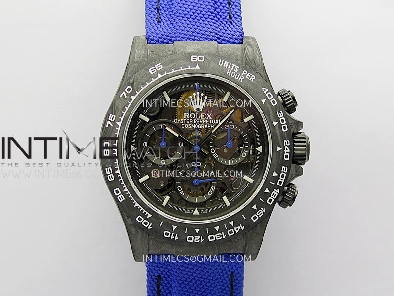Daytona DIW Carbon Dark Blue Handset GETF Best Edition Skeleton Dial On Dark Blue Nylon Strap SA4130 Daytona DIW Carbon Dark Blue Handset GETF Best Edition Skeleton Dial On Dark Blue Nylon Strap SA4130
