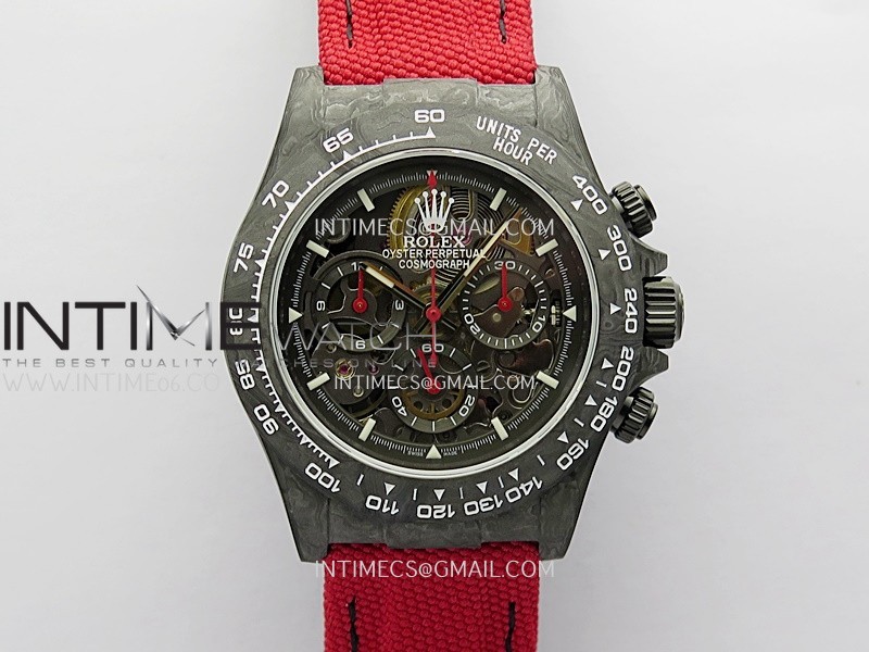 Daytona DIW Carbon Red Handset GETF Best Edition Skeleton Dial On Red Nylon Strap SA4130 Daytona DIW Carbon Red Handset GETF Best Edition Skeleton Dial On Red Nylon Strap SA4130