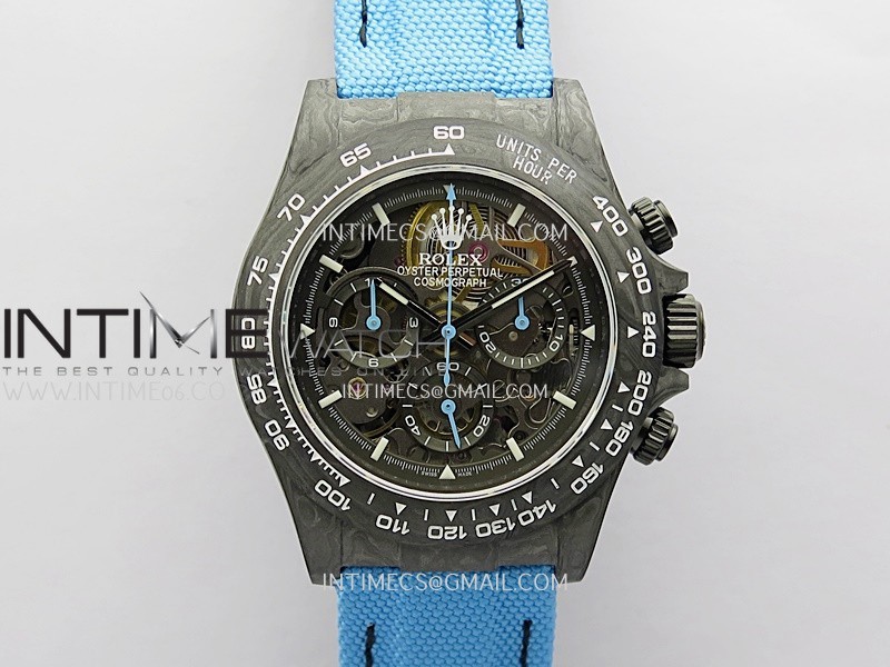 Daytona DIW Carbon Blue Handset GETF Best Edition Skeleton Dial On Blue Nylon Strap SA4130 Daytona DIW Carbon Blue Handset GETF Best Edition Skeleton Dial On Blue Nylon Strap SA4130
