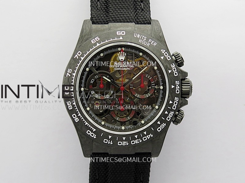 Daytona DIW Carbon Red Handset GETF Best Edition Skeleton Dial On Black Nylon Strap SA4130 Daytona DIW Carbon Red Handset GETF Best Edition Skeleton Dial On Black Nylon Strap SA4130