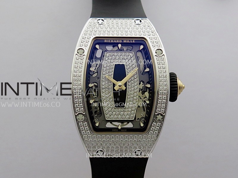 RM07 Paved Snowflake Cut Diamonds SS ZF Best Edition Black MOP Diamond Skeleton Dial On Black Rubber Strap Asian CRMA2 Clone RM07 Paved Snowflake Cut Diamonds SS ZF Best Edition Black MOP Diamond Skeleton Dial On Black Rubber Strap Asian CRMA2 Clone