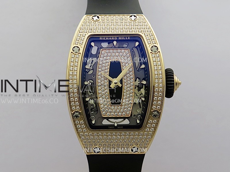 RM07 Paved Snowflake Cut Diamonds RG ZF Best Edition Black MOP Diamond Skeleton Dial On Black Rubber Strap Asian CRMA2 Clone RM07 Paved Snowflake Cut Diamonds RG ZF Best Edition Black MOP Diamond Skeleton Dial On Black Rubber Strap Asian CRMA2 Clone
