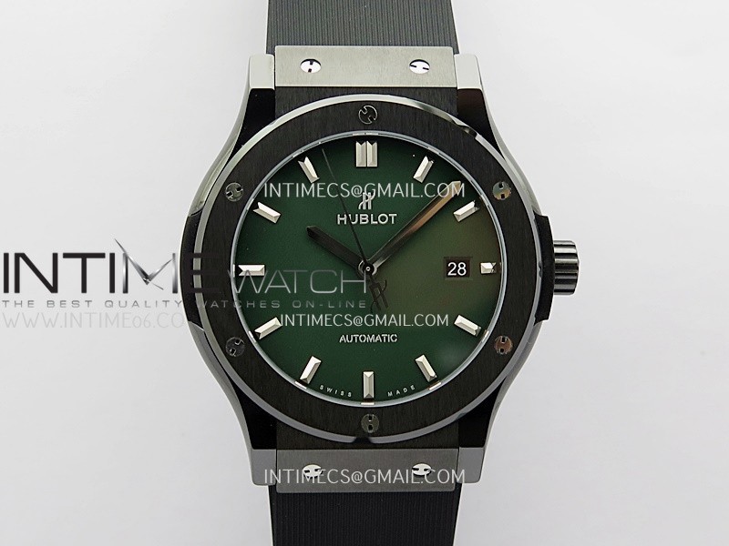Classic Fusion 42mm Ceramic JJZF 1:1 Best Edition Green Dial On Black Rubber Strap Classic Fusion 42mm Ceramic JJZF 1:1 Best Edition Green Dial On Black Rubber Strap