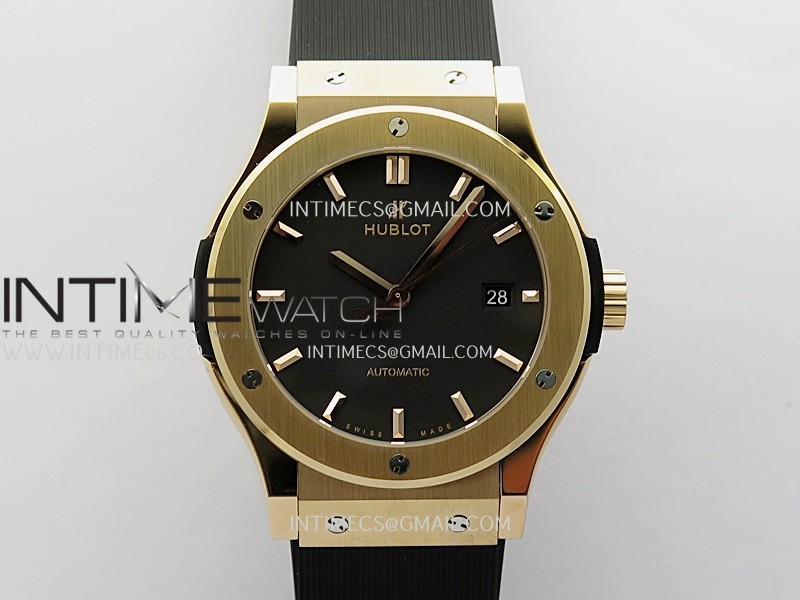 Classic Fusion 42mm RG JJZF 1:1 Best Edition Black Dial On Black Rubber Strap Classic Fusion 42mm RG JJZF 1:1 Best Edition Black Dial On Black Rubber Strap