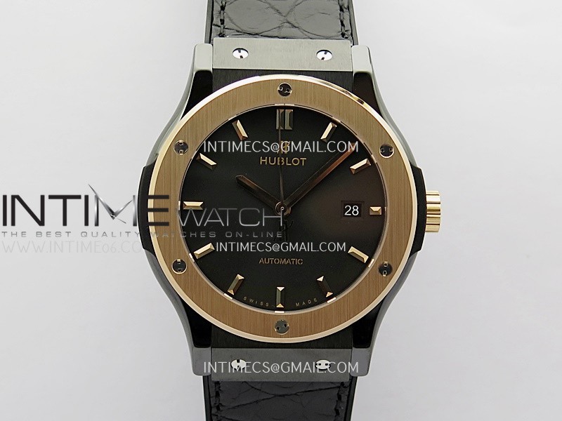 Classic Fusion 42mm Ceramic/RG JJZF 1:1 Best Edition Black Dial On Black Gummy Strap Classic Fusion 42mm Ceramic/RG JJZF 1:1 Best Edition Black Dial On Black Gummy Strap