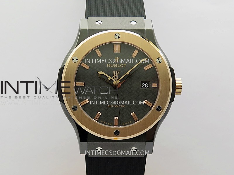 Classic Fusion 42mm Ceramic/RG JJZF 1:1 Best Edition Black Textured Dial On Black Rubber Strap Classic Fusion 42mm Ceramic/RG JJZF 1:1 Best Edition Black Textured Dial On Black Rubber Strap