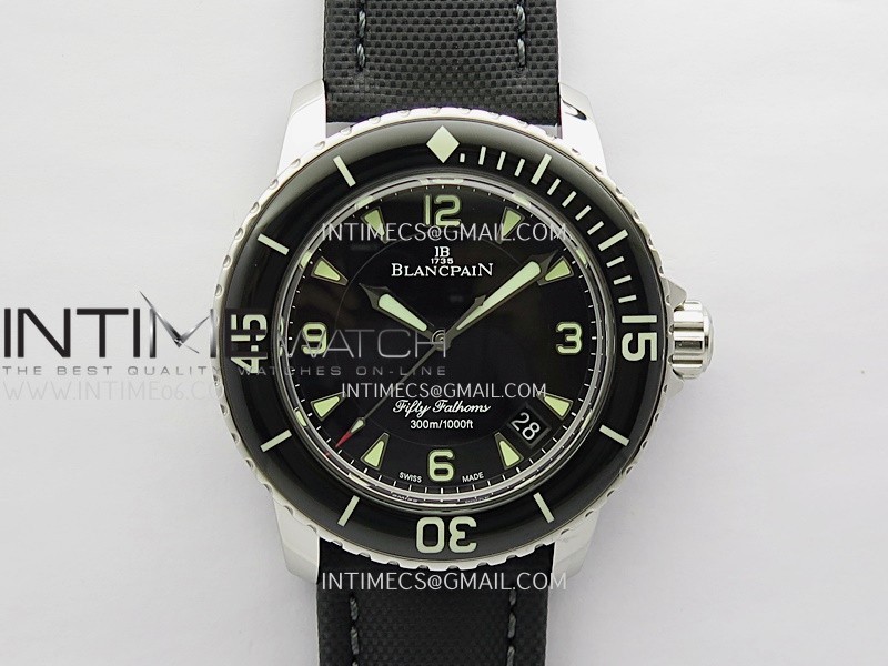 Fifty Fathoms SS ZF 1:1 Best Edition Black Dial On Black Sail-canvas Strap A2836 Fifty Fathoms SS ZF 1:1 Best Edition Black Dial On Black Sail-canvas Strap A2836