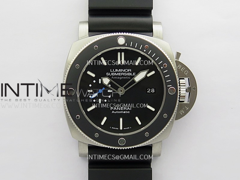 PAM 1389 Titanium Submersible Black Ceramic Bezel VSF 1:1 Best Edition Black Dial On Black Rubber Strap P.9010 Clone PAM 1389 Titanium Submersible Black Ceramic Bezel VSF 1:1 Best Edition Black Dial On Black Rubber Strap P.9010 Clone