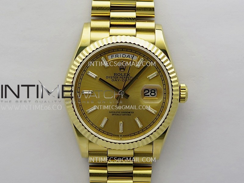 Day Date 128238 36mm YG KF 1:1 Best Edition YG Dial T Diamond Marker On President Bracelet A2836 (Gain Weight) Day Date 128238 36mm YG KF 1:1 Best Edition YG Dial T Diamond Marker On President Bracelet A2836 (Gain Weight)