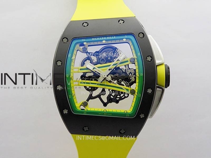 RM061 Black Ceramic APSF 1:1 Best Edition Skeleton Dial On Yellow Rubber Strap RMUL2 Super Clone RM061 Black Ceramic APSF 1:1 Best Edition Skeleton Dial On Yellow Rubber Strap RMUL2 Super Clone