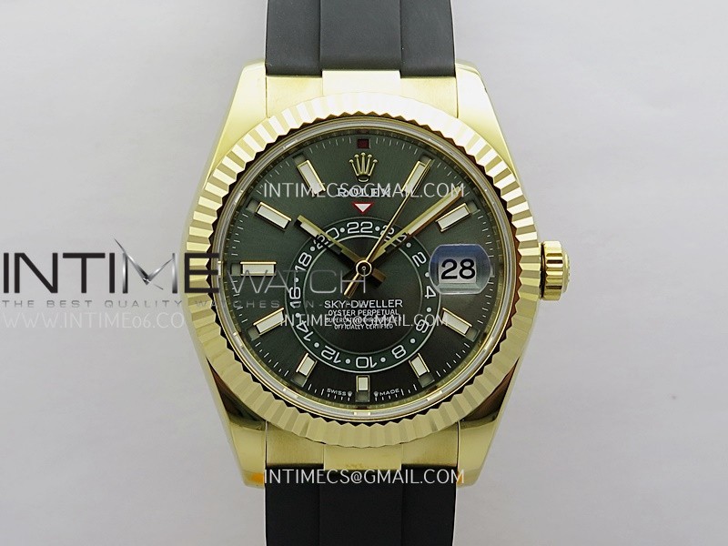 Sky-Dweller 336238 Gain Weight YG ZF 1:1 Best Edition Mint Green Dial on Oysterflex Rubber Strap Asian 2824 Sky-Dweller 336238 Gain Weight YG ZF 1:1 Best Edition Mint Green Dial on Oysterflex Rubber Strap Asian 2824