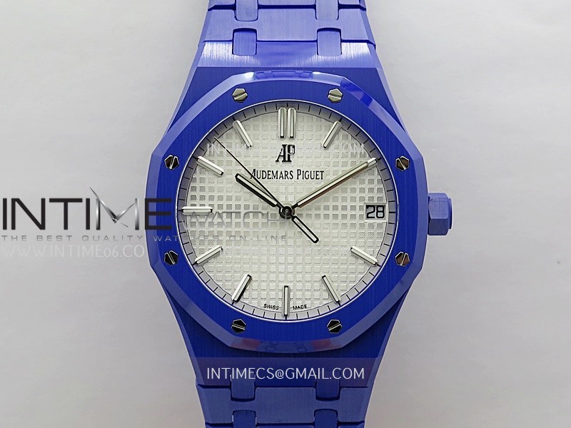 Royal Oak 15500 Blue Ceramic APSF 1:1 Best Edition Silver Dial On Blue Ceramic Bracelet SA4302 Super Clone Royal Oak 15500 Blue Ceramic APSF 1:1 Best Edition Silver Dial On Blue Ceramic Bracelet SA4302 Super Clone