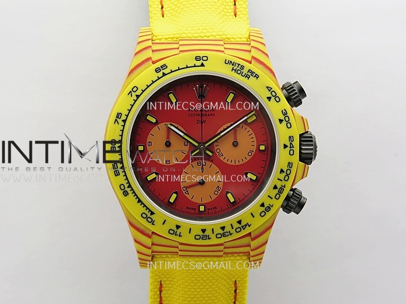 Daytona DIW Yellow Carbon DIWF Best Edition Red Dial On Yellow Nylon Strap A4801 Daytona DIW Yellow Carbon DIWF Best Edition Red Dial On Yellow Nylon Strap A4801