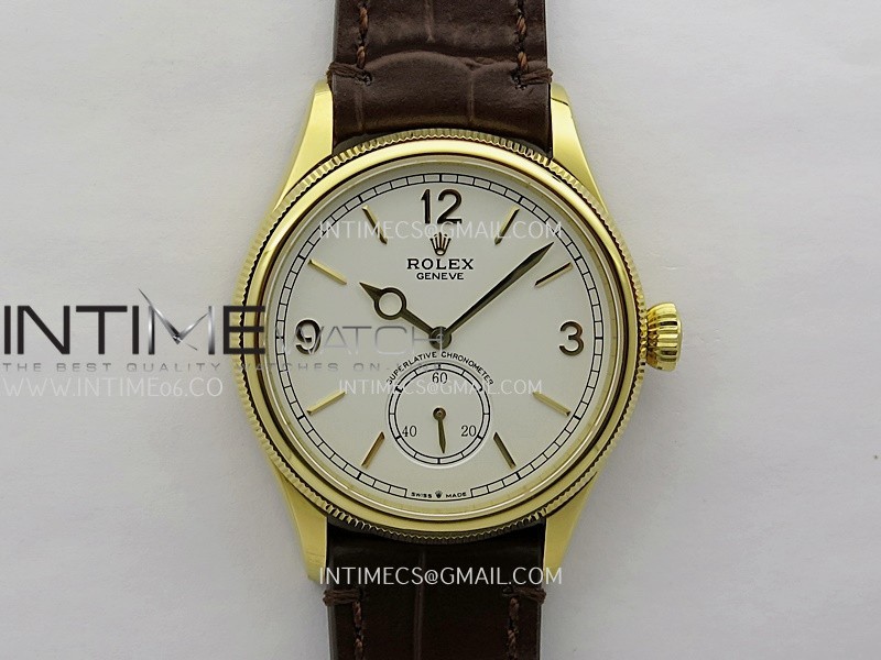 Perpetual 1908 52509 39mm YG ESF White Dial On Brown Leather Strap A7140 Perpetual 1908 52509 39mm YG ESF White Dial On Brown Leather Strap A7140