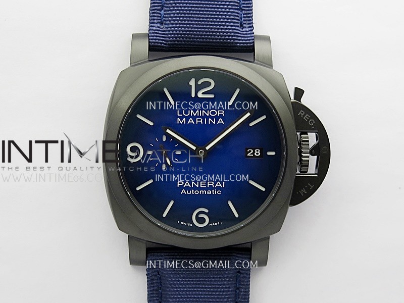 PAM2319 44mm DLC VSF 1:1 Best Edition Blue Ombre Dial on Blue Nylon Strap Asian P900