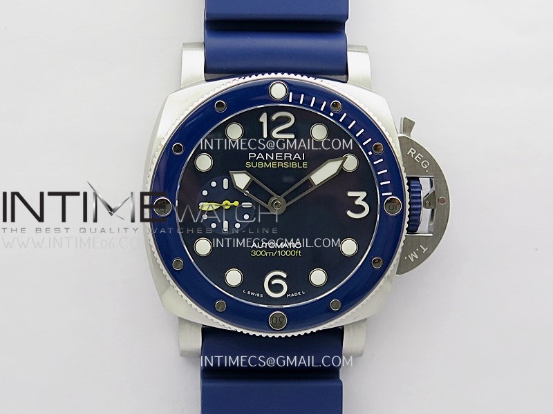 PAM1676 44mm Submersible VSF 1:1 Best Edition Blue Dial On Blue Rubber Strap P.900 Super Clone