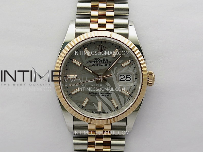 DateJust 126233 36mm 904L SS/RG AR+F 1:1 Best Edition Silver Leaves Dial Stick Marker On Jubilee Bracelet VR3235