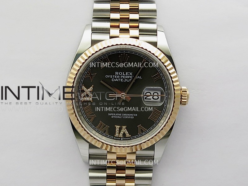 DateJust 126233 36mm 904L SS/RG AR+F 1:1 Best Edition Gray Dial Roman Diamond Marker On Jubilee Bracelet VR3235