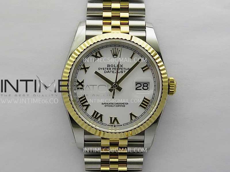 DateJust 126233 36mm 904L SS/YG AR+F 1:1 Best Edition White Dial Roman Marker On Jubilee Bracelet VR3235
