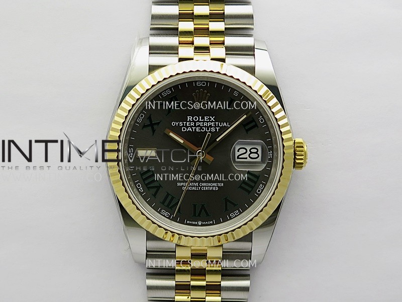 DateJust 126233 36mm 904L SS/YG ONE Factory 1:1 Best Edition Gray Dial Roman Marker On Jubilee Bracelet DD3235