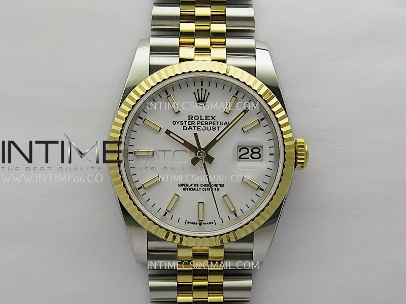 DateJust 126233 36mm 904L SS/YG ONE Factory 1:1 Best Edition White Dial Stick Marker On Jubilee Bracelet DD3235