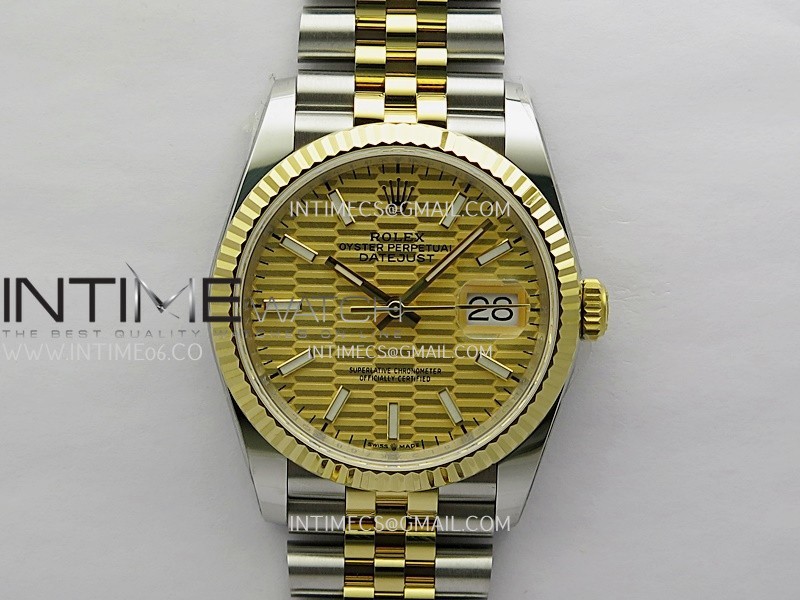 DateJust 126233 36mm 904L SS/YG AR+F 1:1 Best Edition Gold Fluted Dial Stick Marker On Jubilee Bracelet VR3235