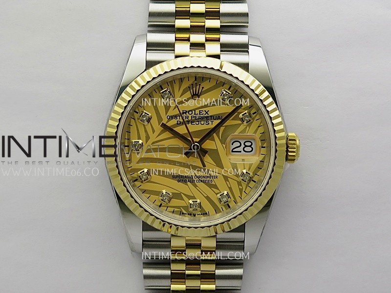 DateJust 126233 36mm 904L SS/YG ONE Factory 1:1 Best Edition Gold Leaves Dial Diamond Marker On Jubilee Bracelet DD3235