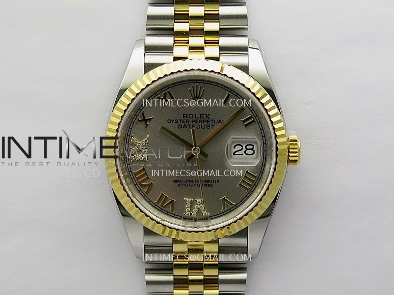 DateJust 126233 36mm 904L SS/YG AR+F 1:1 Best Edition Sliver Dial Roman Diamond Marker On Jubilee Bracelet DD3235