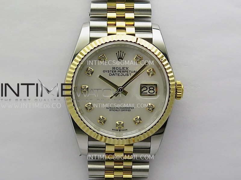 DateJust 126233 36mm 904L SS/YG AR+F 1:1 Best Edition White MOP Dial Diamond Marker On Jubilee Bracelet DD3235