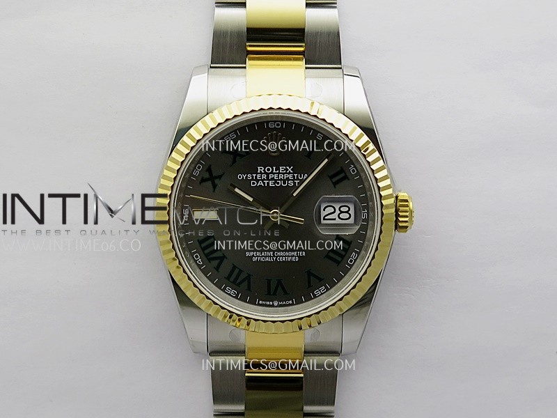 DateJust 126233 36mm 904L SS/YG ONE Factory 1:1 Best Edition Gray Dial Roman Marker On Oyster Bracelet DD3235