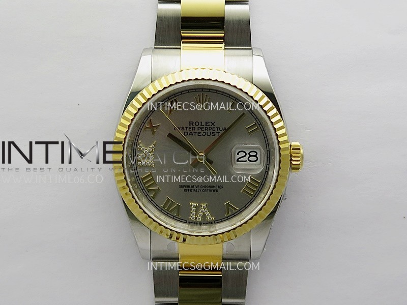 DateJust 126233 36mm 904L SS/YG AR+F 1:1 Best Edition Silver Dial Roman Diamond Marker On Oyster Bracelet VR3235