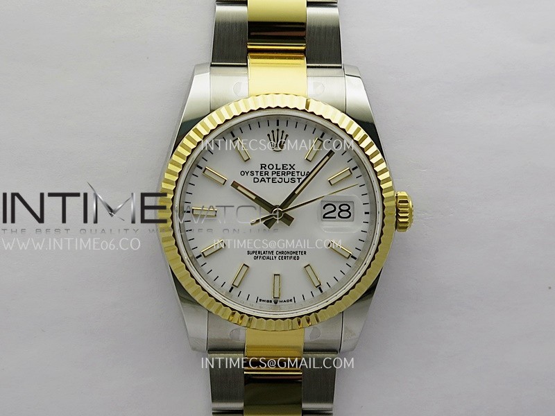 DateJust 126233 36mm 904L SS/YG ONE Factory 1:1 Best Edition White Dial Stick Marker On Oyster Bracelet DD3235
