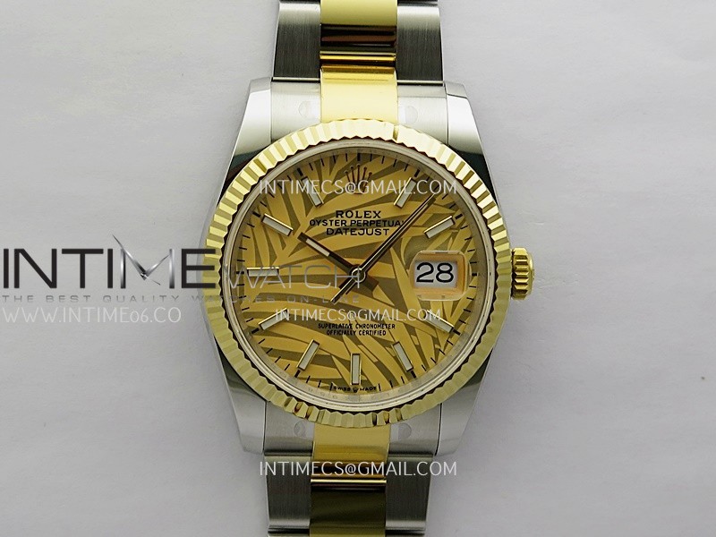 DateJust 126233 36mm 904L SS/YG ONE Factory 1:1 Best Edition Gold Leaves Dial Stick Marker On Oyster Bracelet DD3235